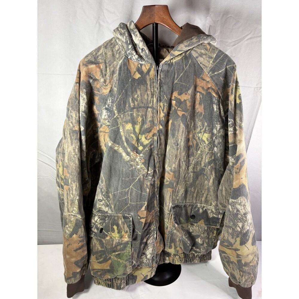 Field Staff Mossy Oak Camo Camouflage Hooded Hunting Jacket Men’s 3XL, Full Zip